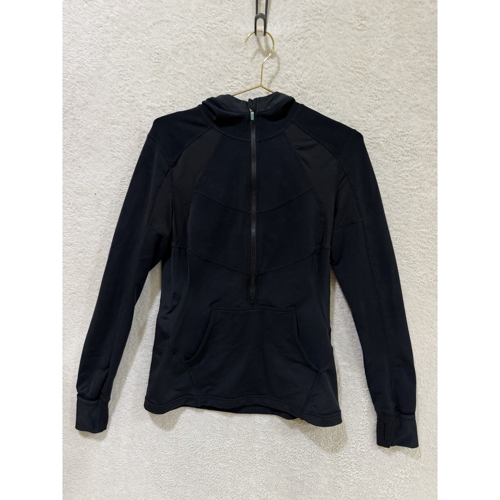 Lululemon Black Hoodie Womens Size 8 1/2 Zip Athletic Jacket Yoga Running Pocket